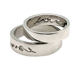Classic Love [5] Matching Commitment Ring | 18k White Gold - Click Image to Close